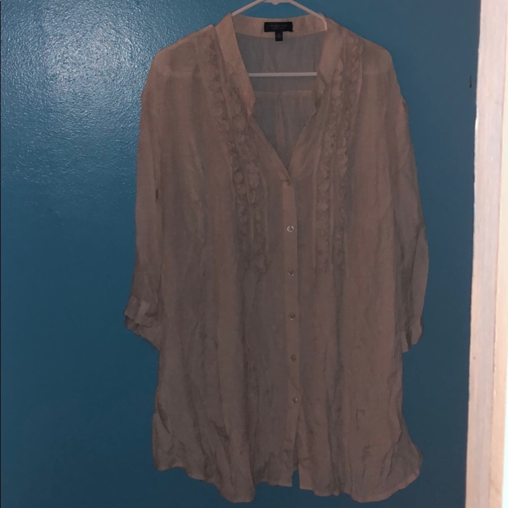Button down blouse with ruffle detail